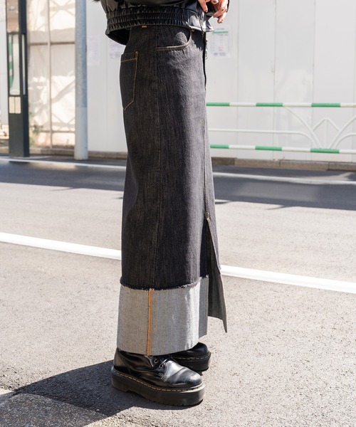 セール】Roll up denim skirt（デニムスカート）｜Subciety