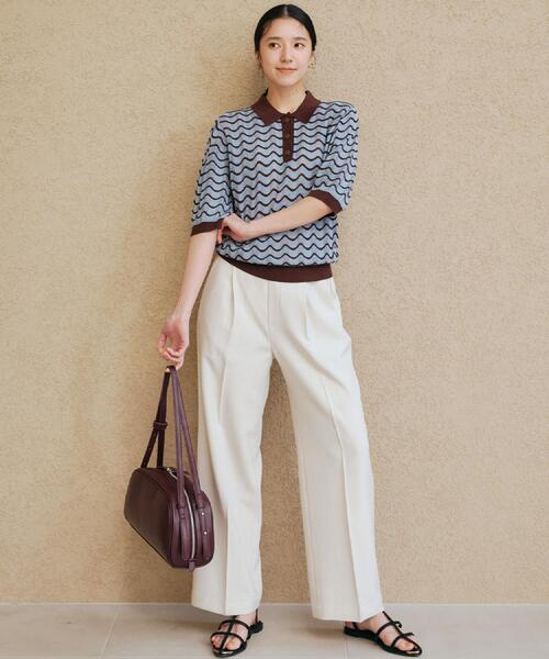 THE SHOP TK （ザ ショップ ティーケー ）の「スクエアワイドトートバッグ（トートバッグ・レディース・ナチュラル/ボルドー/ブラック・00）」の4枚目の写真