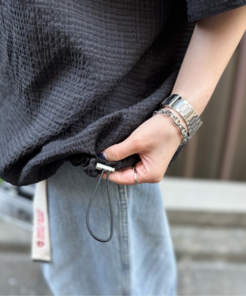 DOUBLE NAME(ダブルネーム)の「シアーチェックハーフZIPシャツ(シャツ/ブラウス・レディース・オフホワイト/ブルー/ブラック・FREE)」の7枚目の写真