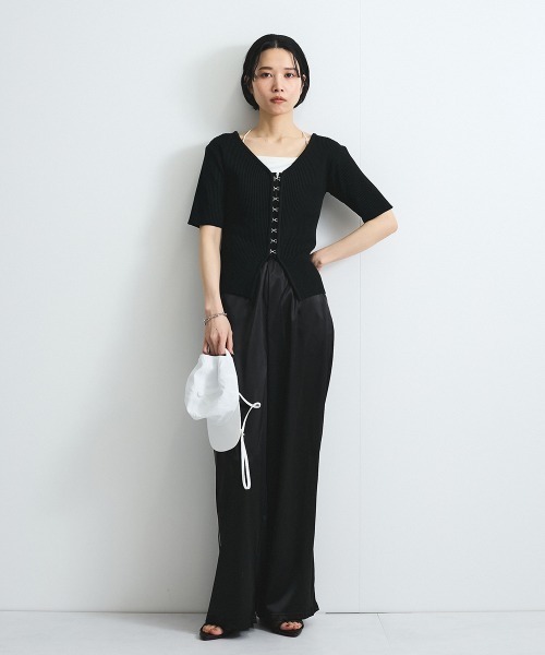 VICKY(ビッキー)の「モチモチリブニットホックカーディガン≪手洗い可能≫(カーディガン/ボレロ・レディース・オフホワイト/ブラック・M)」の10枚目の写真