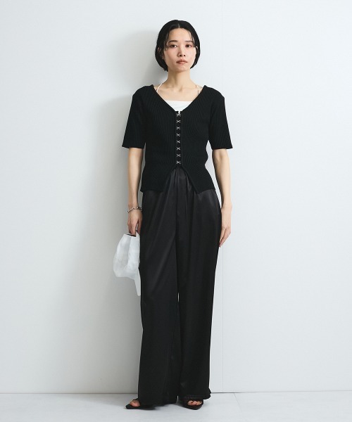 VICKY(ビッキー)の「モチモチリブニットホックカーディガン≪手洗い可能≫(カーディガン/ボレロ・レディース・オフホワイト/ブラック・M)」の11枚目の写真