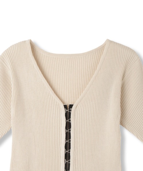 VICKY(ビッキー)の「モチモチリブニットホックカーディガン≪手洗い可能≫(カーディガン/ボレロ・レディース・オフホワイト/ブラック・M)」の17枚目の写真