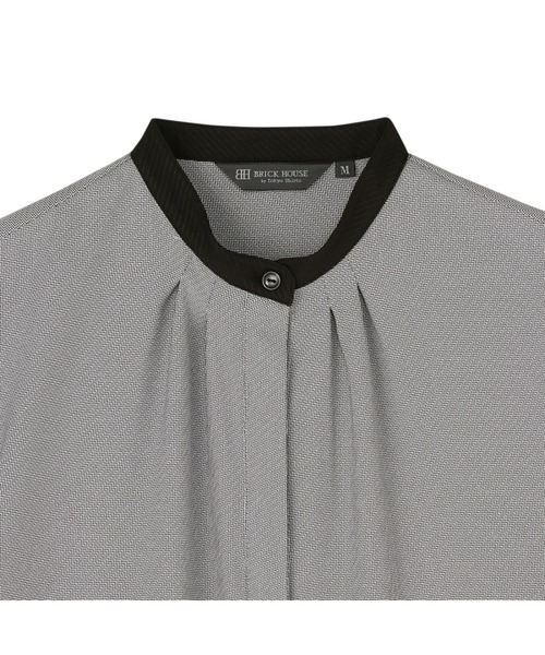 TOKYO SHIRTS(トウキョウシャツ)の「【吸水速乾】【COFREX】スタンド ギャザー五分袖ブラウス レディースシャツ(シャツ/ブラウス・レディース・ブラック・M/L/XL/S/LL)」の3枚目の写真
