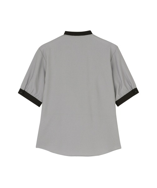 TOKYO SHIRTS(トウキョウシャツ)の「【吸水速乾】【COFREX】スタンド ギャザー五分袖ブラウス レディースシャツ(シャツ/ブラウス・レディース・ブラック・M/L/XL/S/LL)」の2枚目の写真