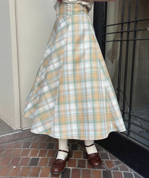 F i.n.t（フィント）の「コルセットチェックフレアースカート/ fint　フィント（スカート・レディース・ブルー/ピンク/イエロー・FREE）」の19枚目の写真