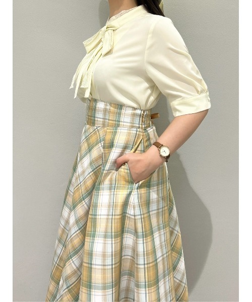 F i.n.t（フィント）の「コルセットチェックフレアースカート/ fint　フィント（スカート・レディース・ブルー/ピンク/イエロー・FREE）」の11枚目の写真