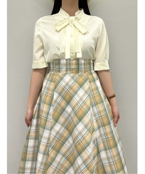 F i.n.t（フィント）の「コルセットチェックフレアースカート/ fint　フィント（スカート・レディース・ブルー/ピンク/イエロー・FREE）」の10枚目の写真