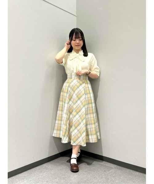 F i.n.t（フィント）の「コルセットチェックフレアースカート/ fint　フィント（スカート・レディース・ブルー/ピンク/イエロー・FREE）」の13枚目の写真