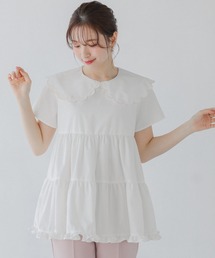 セール】パール襟ジャガードペプラムトップス（その他トップス）｜Fit