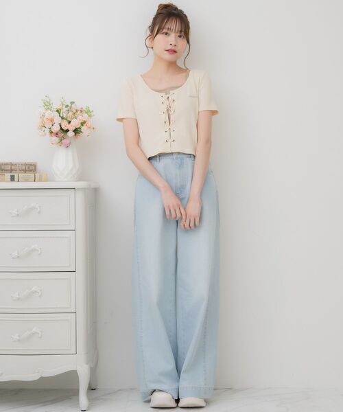 ICB - ICB レースアップカットソー 23区自由区ドゥロワーイエナ デプレ マカフィー セール】レースアッププレート付きCT（Tシャツ/カットソー