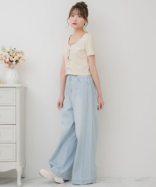 ems excite（エムズエキサイト）の「レースアッププレート付きCT（Tシャツ/カットソー・レディース・ブラウン/ダークグレー/ブラック/ライトベージュ・FREE）」の5枚目の写真