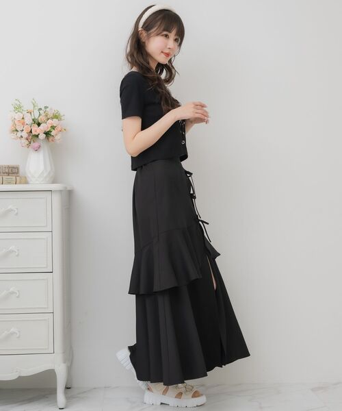 ems excite（エムズエキサイト）の「レースアッププレート付きCT（Tシャツ/カットソー・レディース・ブラウン/ダークグレー/ブラック/ライトベージュ・FREE）」の19枚目の写真