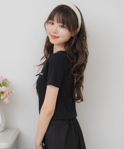 ems excite（エムズエキサイト）の「レースアッププレート付きCT（Tシャツ/カットソー・レディース・ブラウン/ダークグレー/ブラック/ライトベージュ・FREE）」の14枚目の写真