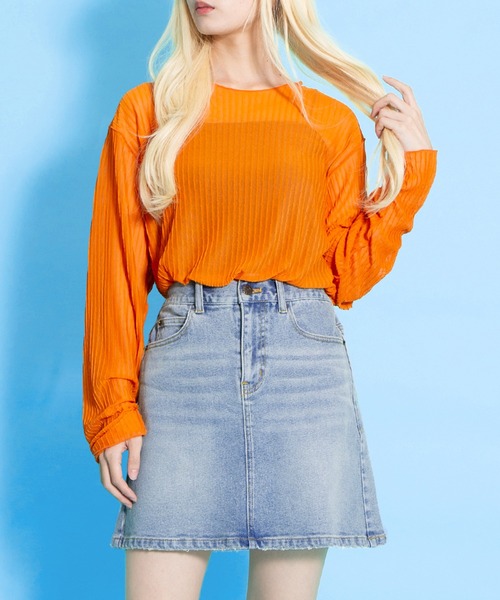 PUNYUS（プニュズ）の「台形デニムミニスカート（デニムスカート・レディース・ブラック/ライトブルー・1/2/3/4）」の18枚目の写真