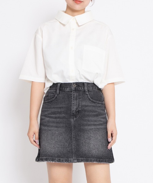 PUNYUS（プニュズ）の「台形デニムミニスカート（デニムスカート・レディース・ブラック/ライトブルー・1/2/3/4）」の9枚目の写真