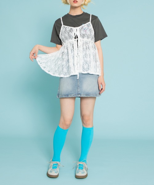 PUNYUS（プニュズ）の「台形デニムミニスカート（デニムスカート・レディース・ブラック/ライトブルー・1/2/3/4）」の4枚目の写真