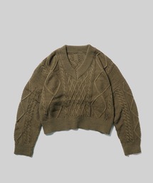 Short Cable Knit / ショート丈 ケーブルリボンニット