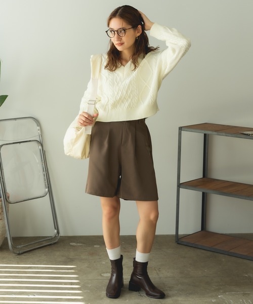 ROOPTOKYO(ループトウキョウ)の「Short Cable Knit / ショート丈 ケーブルリボンニット(ニット/セーター・レディース・カーキ/ホワイト・FREE)」の9枚目の写真