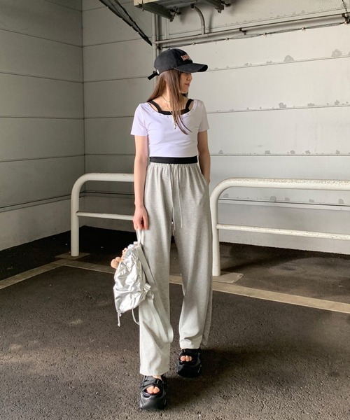 non-hedge(ノンヘッジ)の「ジップショート丈トップスキャミソールセット(Tシャツ/カットソー・レディース・ブラウン/ブラック/グレー/オフホワイト・FREE)」の16枚目の写真
