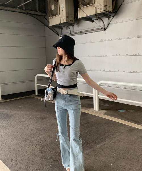 non-hedge(ノンヘッジ)の「ジップショート丈トップスキャミソールセット(Tシャツ/カットソー・レディース・ブラウン/ブラック/グレー/オフホワイト・FREE)」の20枚目の写真