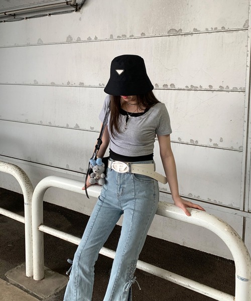 non-hedge(ノンヘッジ)の「ジップショート丈トップスキャミソールセット(Tシャツ/カットソー・レディース・ブラウン/ブラック/グレー/オフホワイト・FREE)」の21枚目の写真