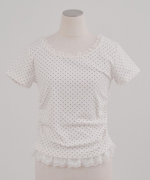 Another Branch olive des olive（アナザーブランチオリーブデオリーブ）の「【＠re.__mi23セレクト】裾レースT（Tシャツ/カットソー・レディース・ブラック/ライトグレー/ブラウン/ブラック系その他/ホワイト系その他・FREE）」の12枚目の写真