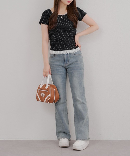 Another Branch olive des olive（アナザーブランチオリーブデオリーブ）の「【＠re.__mi23セレクト】裾レースT（Tシャツ/カットソー・レディース・ブラック/ライトグレー/ブラウン/ブラック系その他/ホワイト系その他・FREE）」の21枚目の写真