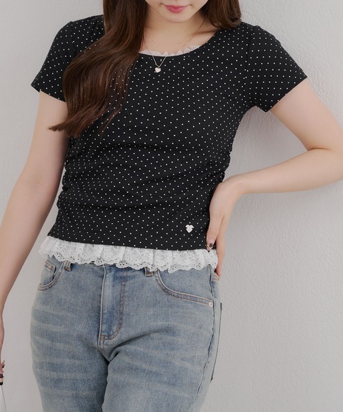 Another Branch olive des olive（アナザーブランチオリーブデオリーブ）の「【＠re.__mi23セレクト】裾レースT（Tシャツ/カットソー・レディース・ブラック/ライトグレー/ブラウン/ブラック系その他/ホワイト系その他・FREE）」の13枚目の写真