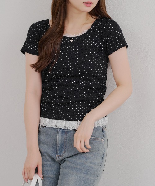 Another Branch olive des olive（アナザーブランチオリーブデオリーブ）の「【＠re.__mi23セレクト】裾レースT（Tシャツ/カットソー・レディース・ブラック/ライトグレー/ブラウン/ブラック系その他/ホワイト系その他・FREE）」の17枚目の写真