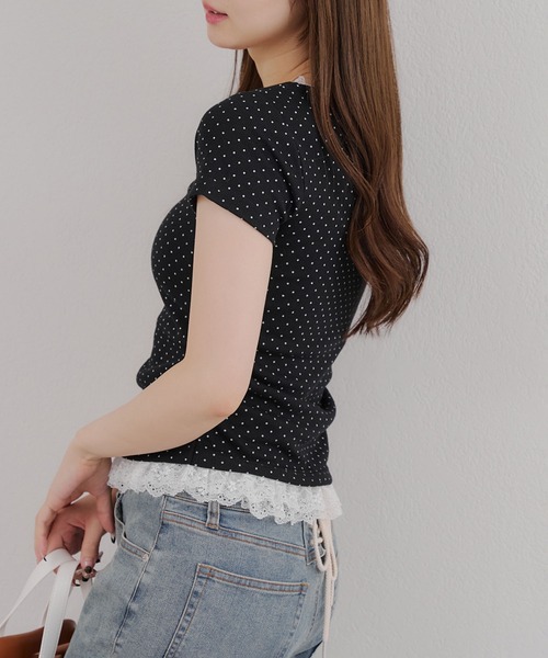 Another Branch olive des olive（アナザーブランチオリーブデオリーブ）の「【＠re.__mi23セレクト】裾レースT（Tシャツ/カットソー・レディース・ブラック/ライトグレー/ブラウン/ブラック系その他/ホワイト系その他・FREE）」の16枚目の写真