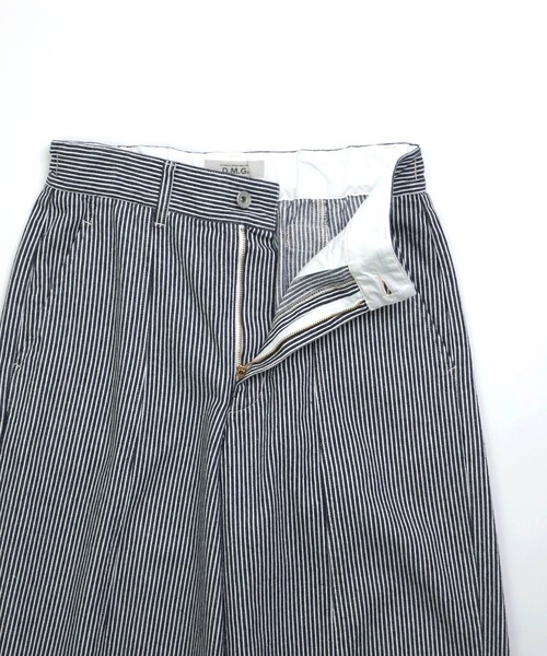 D.M.G / ディーエムジー] 10s先染めヒッコリー アーモンドパンツ