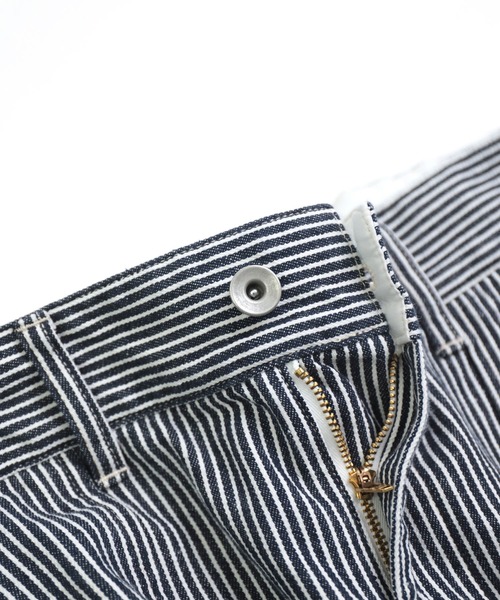 D.M.G / ディーエムジー] 10s先染めヒッコリー アーモンドパンツ