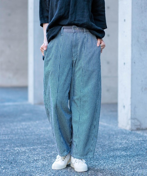 D.M.G / ディーエムジー] 10s先染めヒッコリー アーモンドパンツ