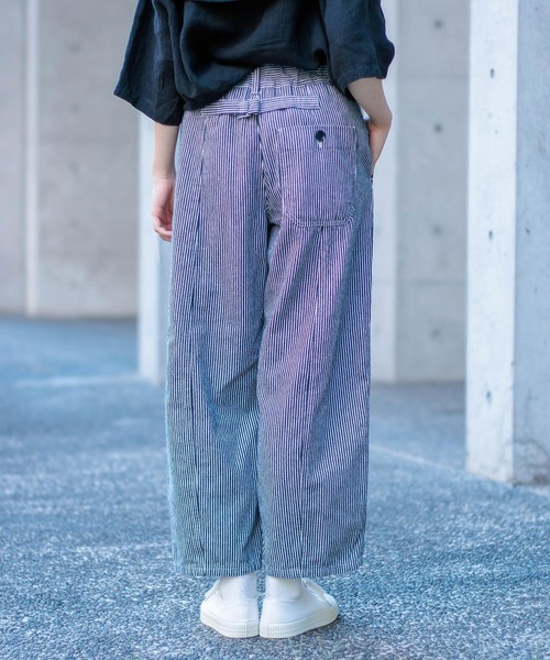 パンツ MANDALA-MINO D.M.G / ディーエムジー] 10s先染めヒッコリー アーモンドパンツ