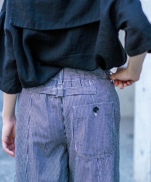 D.M.G / ディーエムジー] 10s先染めヒッコリー アーモンドパンツ