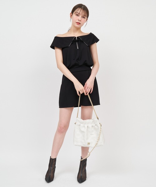 ROYAL PARTY(ロイヤルパーティー)の「ハーフZIPオフショルカットトップス(Tシャツ/カットソー・レディース・グレー/ブラック/ベージュ・FREE)」の14枚目の写真