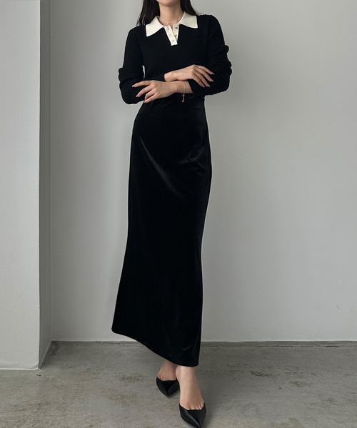 Louere（ルエレ）の「ハイウエストべロアナロースカート（スカート・レディース・クリーム/ブラック/ブラウン・X-LARGE/LARGE/MEDIUM/SMALL）」の6枚目の写真