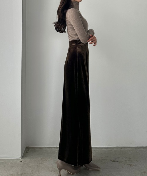 Louere（ルエレ）の「ハイウエストべロアナロースカート（スカート・レディース・クリーム/ブラック/ブラウン・X-LARGE/LARGE/MEDIUM/SMALL）」の11枚目の写真