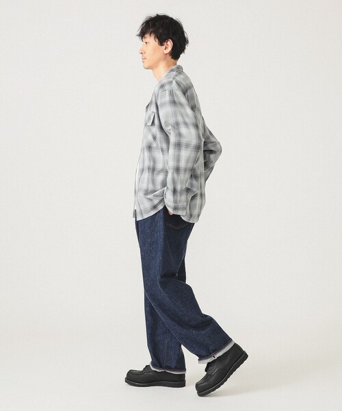 BEAMS(ビームス)の「オンブレチェック オープンカラー シャツ(シャツ/ブラウス・メンズ・ライトグレー/ネイビー・S/M/L/XL)」の4枚目の写真