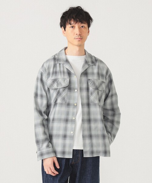 BEAMS(ビームス)の「オンブレチェック オープンカラー シャツ(シャツ/ブラウス・メンズ・ライトグレー/ネイビー・S/M/L/XL)」の6枚目の写真