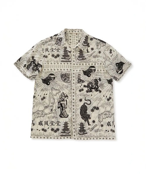 HOLLYWOOD RANCH MARKET(ハリウッドランチマーケット)の「BINDU /モノクロームマップ コットンボイル ハワイアンシャツ(シャツ/ブラウス・メンズ・B/A/C・M/L/XL)」の2枚目の写真