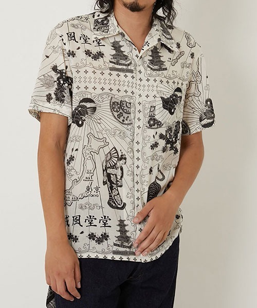 HOLLYWOOD RANCH MARKET(ハリウッドランチマーケット)の「BINDU /モノクロームマップ コットンボイル ハワイアンシャツ(シャツ/ブラウス・メンズ・B/A/C・M/L/XL)」の4枚目の写真
