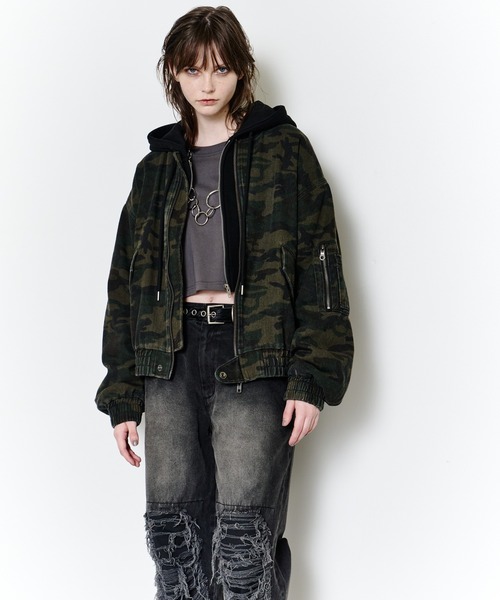 AIVER（アイバー）の「AIVER　オーバーダイフレアダメージデニム（デニムパンツ・メンズ・グリーン/パープル/ブラック・LARGE/MEDIUM/SMALL）」の7枚目の写真