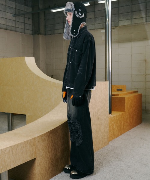 AIVER（アイバー）の「AIVER　オーバーダイフレアダメージデニム（デニムパンツ・メンズ・グリーン/パープル/ブラック・LARGE/MEDIUM/SMALL）」の8枚目の写真