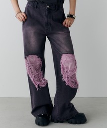 AIVER（アイバー）の「AIVER　オーバーダイフレアダメージデニム（デニムパンツ）」