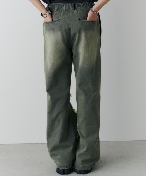 AIVER（アイバー）の「AIVER　オーバーダイフレアダメージデニム（デニムパンツ・メンズ・グリーン/パープル/ブラック・LARGE/MEDIUM/SMALL）」の18枚目の写真