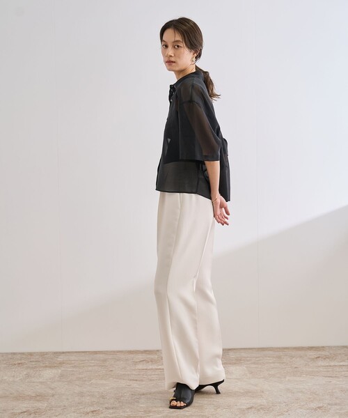 ROPE'（ロペ）の「【洗える】コットンシアークロップドシャツ（シャツ/ブラウス・レディース・ブラック/サックスブルー/ホワイト・FREE）」の5枚目の写真