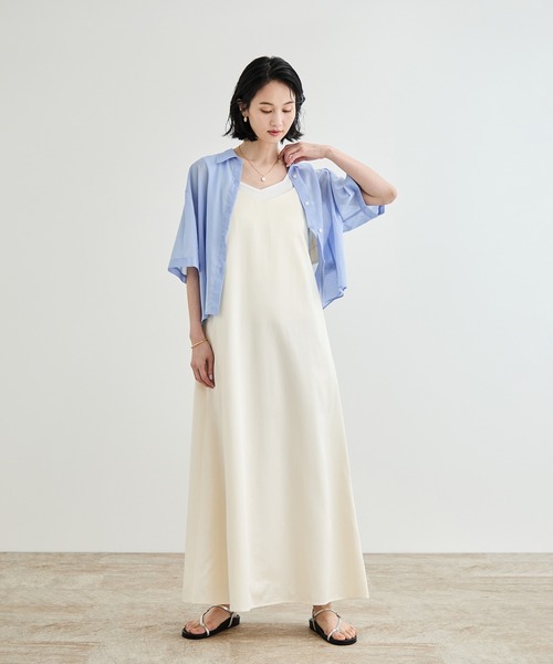 ROPE'（ロペ）の「【洗える】コットンシアークロップドシャツ（シャツ/ブラウス・レディース・ブラック/サックスブルー/ホワイト・FREE）」の16枚目の写真