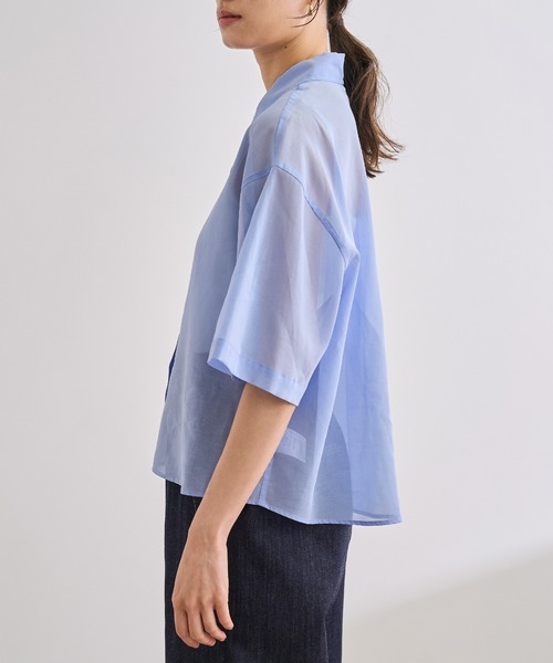 ROPE'（ロペ）の「【洗える】コットンシアークロップドシャツ（シャツ/ブラウス・レディース・ブラック/サックスブルー/ホワイト・FREE）」の19枚目の写真