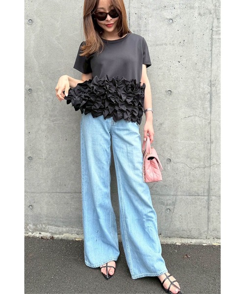 M y u(ミュー)の「SUSO OHANA T-shirt(Tシャツ/カットソー・レディース・ホワイト系1/ホワイト系2/ブラック系1/ブラック系2・FREE)」の19枚目の写真